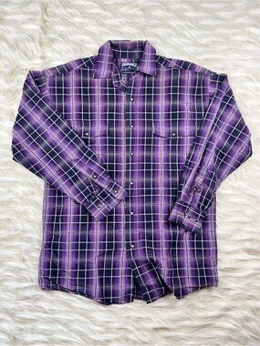 Panhandle Slim Pearl Snap Shirt Men's S Purple Plaid
